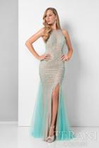 Terani Prom - Figure-flattering Beaded Illusion Neck Mermaid Dress 1711p2391