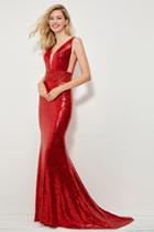 Angela And Alison - 81039 Sequined Fitted Evening Dress