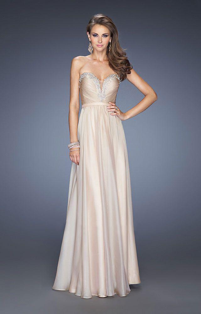 La Femme - 20027 Jewel Trimmed Plunging Gown