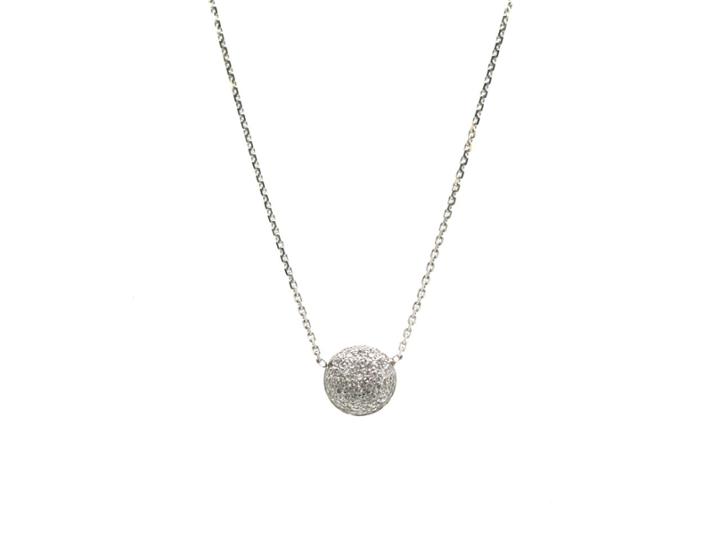 Tresor Collection - Double Sided Pave Diamond Medium Lente Necklace In 18k White Gold