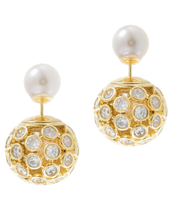 Jarin K Jewelry - Double Sided Pearl Earrings Gold