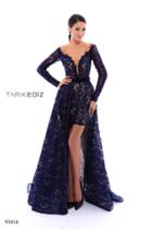 Tarik Ediz - 93416 Lace Long Sleeve Mini Dress With Overskirt