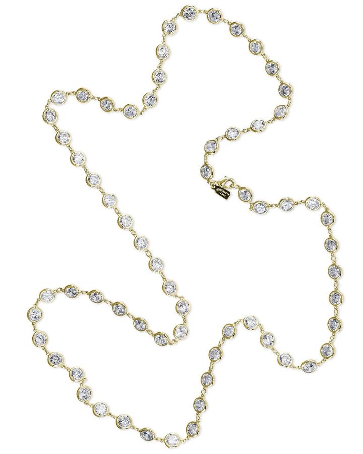 Cz By Kenneth Jay Lane - 36 Gold Plated Round Bezel Set Necklace 8108055944