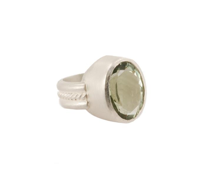 Lori Kaplan Jewelry - Green Amethyst Sterling Pope Ring
