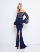 Terani Couture - 1811m6570 Embellished Off-shoulder Sheath Dress