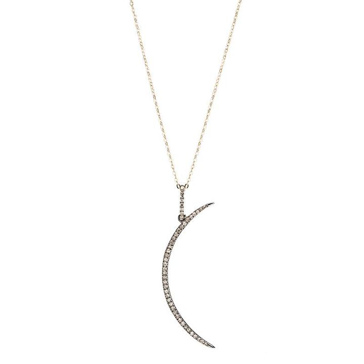 Ashley Schenkein Jewelry - Brooklyn Long Moon Diamond Necklace