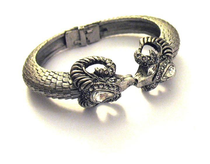 Elizabeth Cole Jewelry - Silver Double Ram Head Bracelet