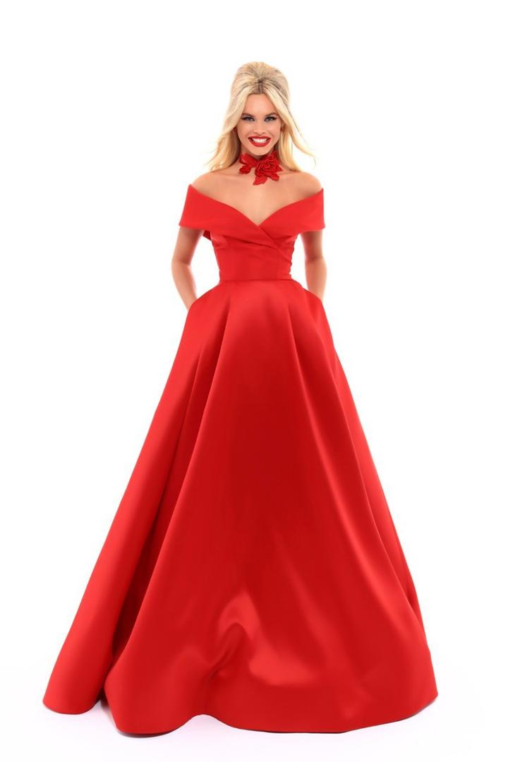 Tarik Ediz - 50310 Off-shoulder Taffeta Ballgown With Choker