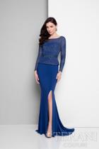 Terani Evening - Sophisticated Long-sleeve Structured Long Gown 1713m3474