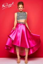 Mac Duggal Evening Gowns - 30312 High Neck Dress In Hot Pink Multi