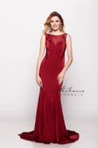 Milano Formals - Sleeveless Scoop Neck Laced Embellished Fit And Flare Long Dess E2042