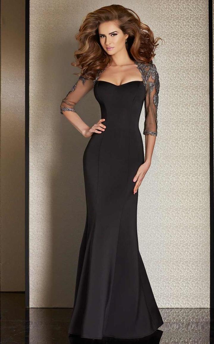 Clarisse - M6204 Quarter Sleeved Embroidered Long Gown