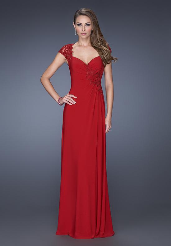 La Femme - 20487 Lace Queen Anne Sheath Dress