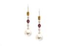 Tresor Collection - 18k Yellow Gold Earring With White, Yellow Sapphire, Pink Touramline & Diamond