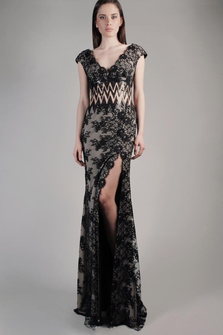 Beside Couture By Gemy - Cpf14 4105 Cap Sleeve Lace Illusion Gown