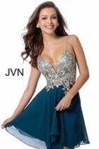 Jovani - Jvn62738 Metallic Embroidered A-line Cocktail Dress