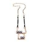 Ben-amun - Modern Pearl Double Decks Necklace With Leather Strip And Gold Clip