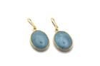 Tresor Collection - Aquamarine Smooth Oval Dangle Earrings In 18k Yellow Gold