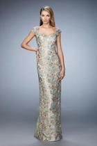 La Femme - 22984 Capsleeve Lace Brocade Evening Gown