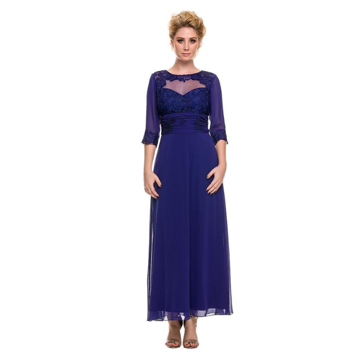 Nox Anabel - Quarter Length Sleeves Empire Long Dress 5101