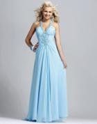Blush - Beaded Halter Long Dress 9078
