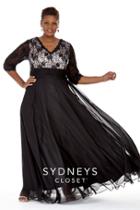 Sydney's Closet - Sc4018 Plus Size Dress In Black/white