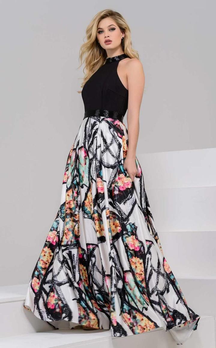 Jovani - 47671 Beaded High Neck A-line Evening Gown