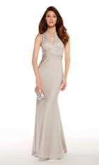 Alyce Paris - 27253 Sleeveless V-notched Fitted Lace Satin Gown