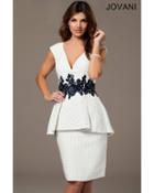 Jovani - Short Dress With Peplum Skirt 98437