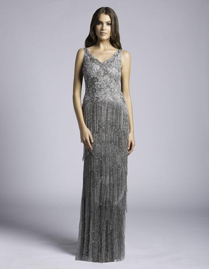 Lara Dresses - 33614 Embellished V-neck Fringed Gown