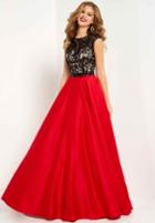 Studio 17 - 12699 Sequined Lace Illusion Jewel Satin A-line Gown