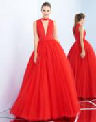 Ieena For Mac Duggal - 25893i Choker Accented Plunging V-neck Ballgown