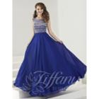 Tiffany Designs - Exquisitely Accented Bateau Illusion Evening Gown 16184