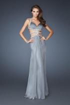 La Femme - 18502 Bedazzled V-neck Sheath Dress