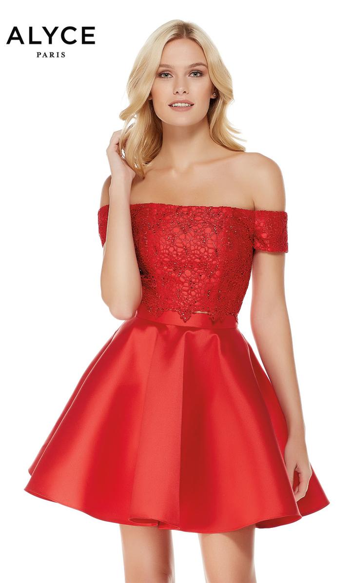 Alyce Paris - 3795 Beaded Lace Two-piece Off Shoulder Dress