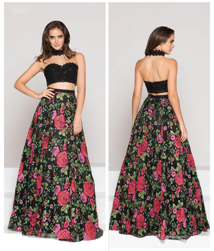 Colors Dress - 1827 Two Piece Lace And Floral Evening Dress