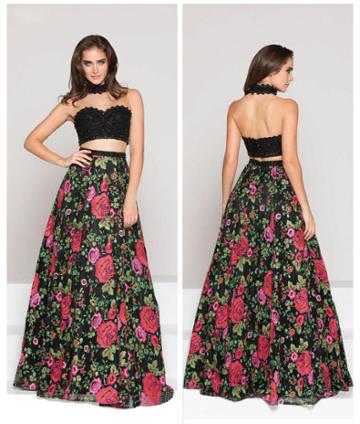 Colors Dress - 1827 Two Piece Lace And Floral Evening Dress