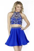 Jolene Collection - 17512 Adorned Illusion Halter A-line Dress