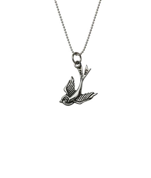 Femme Metale Jewelry - Love Bird Charm Necklace