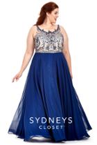 Sydney's Closet - Sc7177 Plus Size Dress In Navy