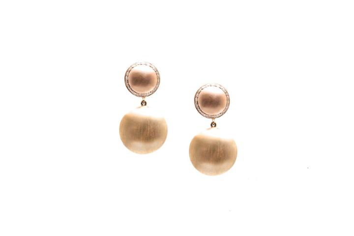 Tresor Collection - Lente 2 Tier Earrings Mix In Rose Gold And Yellow Gold With Diamond