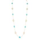 Tresor Collection - Turquoise & White Moonstone Long Necklace In 18k Yellow Gold