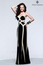 Faviana - Stylish Strapless Jersey Gown With Linear Pattern 7572