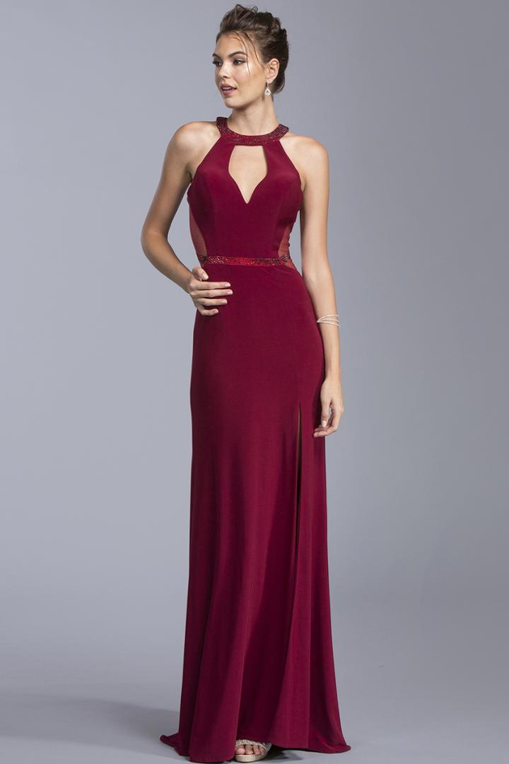 Aspeed - L2003 Ornate Halter Sheath Prom Dress