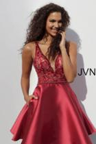 Jovani - Jvn64206 Embellished Deep V-neck A-line Dress