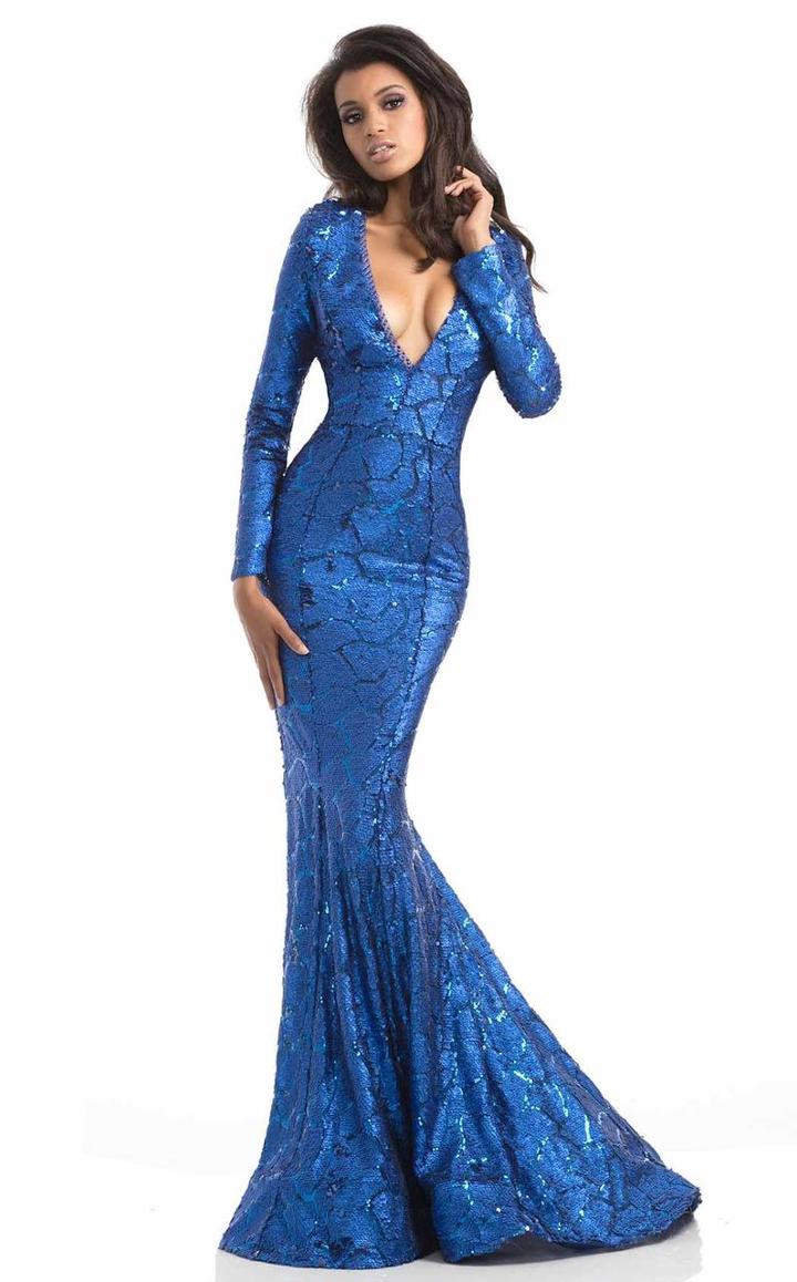Johnathan Kayne - 7025 Plunging V-neck Mermaid Dress