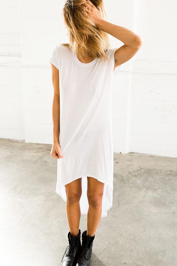 Joah Brown - On Point Dress In White Rib