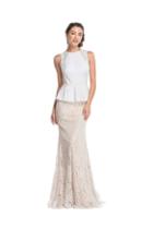 Aspeed - L1662 Lace Jewel Neck Sheath Evening Dress