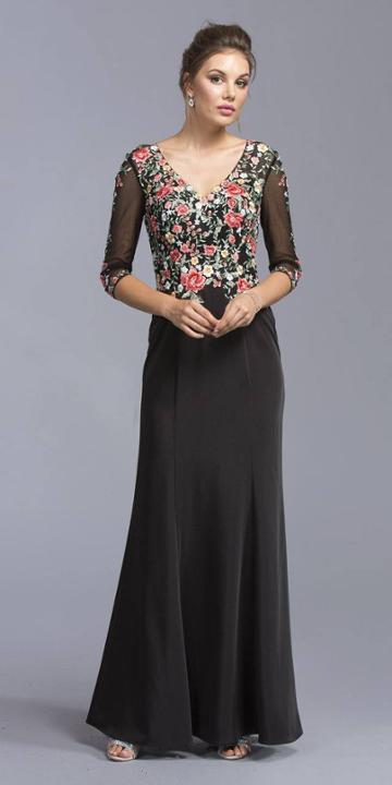 Aspeed - M1923 Floral Embroided Mother Of Bride Dress