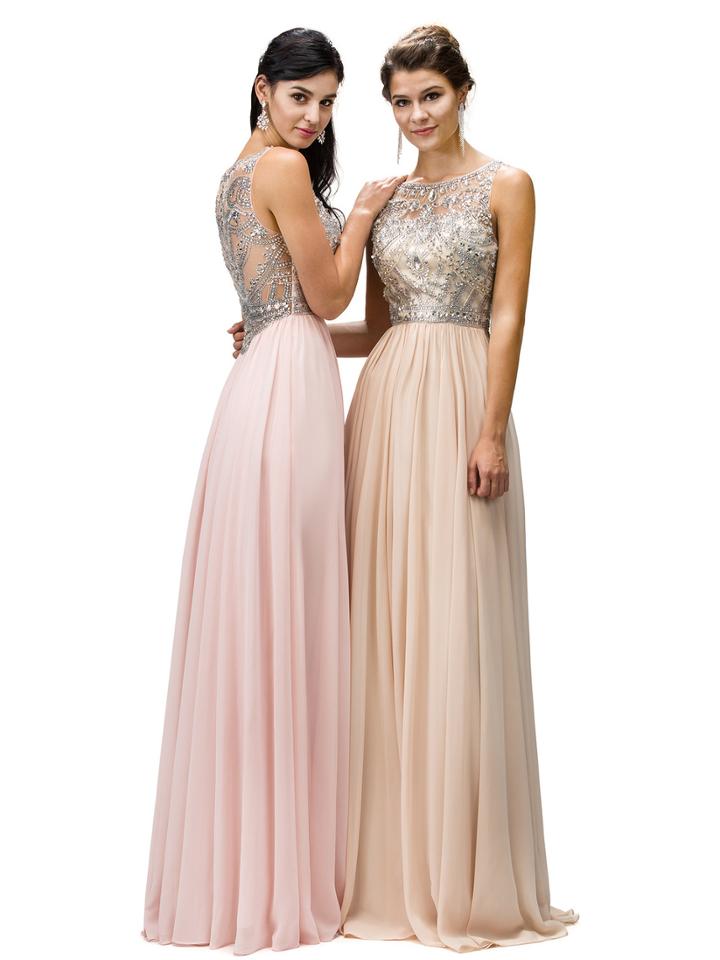 Rhinestone-crusted Illusion A-line Prom Dress